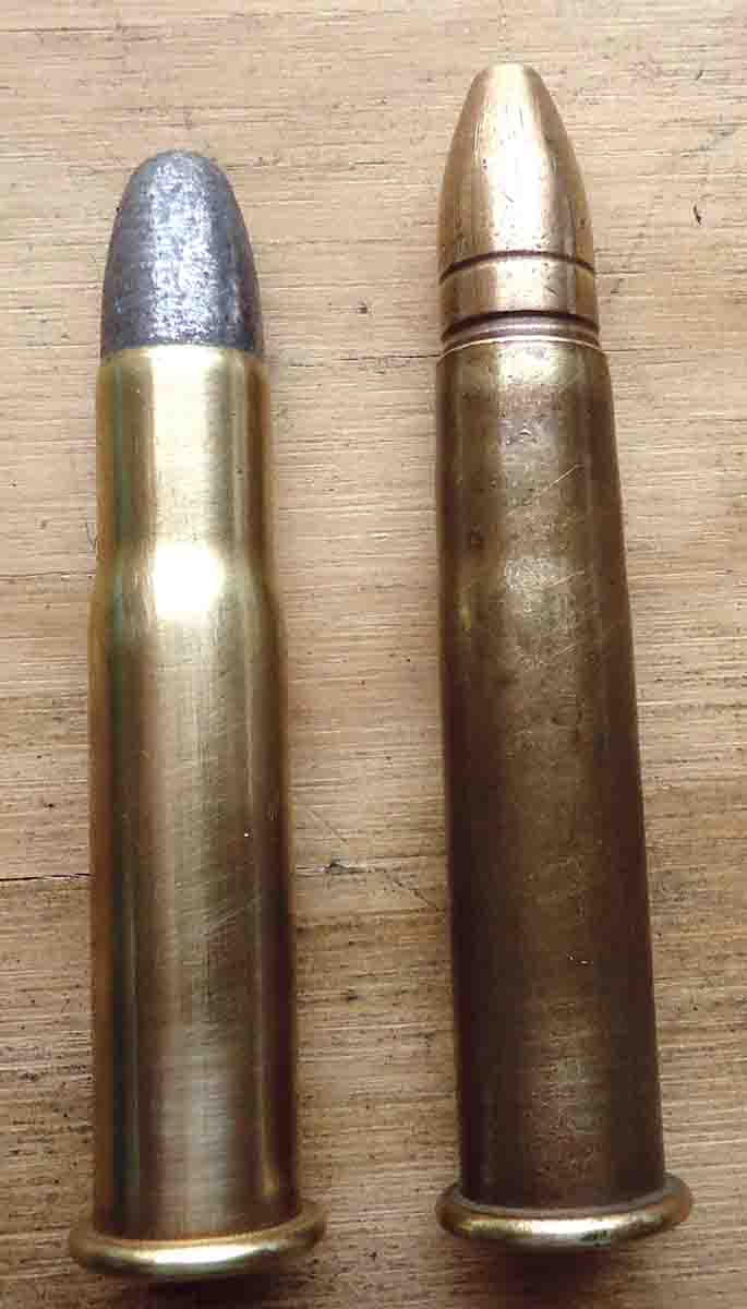 The .43 Spanish cartridge is on the left, and the 11mm “poison” Reformado jacketed bullet is on the right.